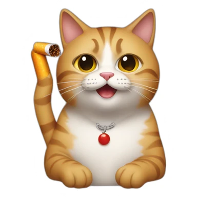 Cat with a cigarette sticker