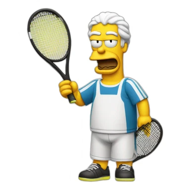 Homer qui fait du tennis au dessert sticker