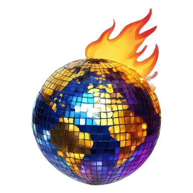 Disco ball on fire sticker