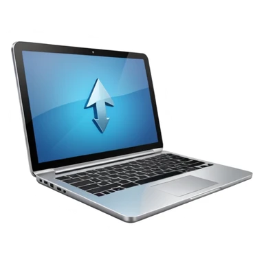 laptop with an upward arrow above it sticker