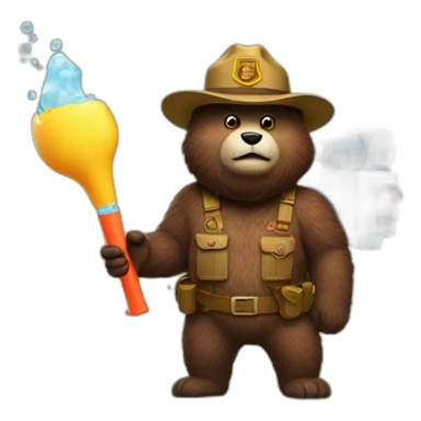 smokey bear with water gun sticker