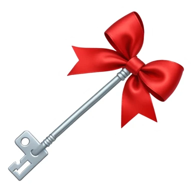 keys tied with a red bow sticker