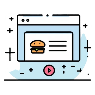Website header with navigation menu, logo placement, and hamburger menu icon sticker