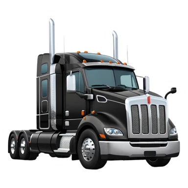 2026 Black Kenworth T680 Flat Top Semi Sleeper with stacks make realistic sticker