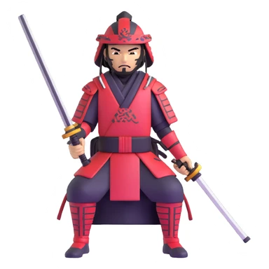 male futuristic tech samurai with digital visor and high-tech weapons sticker