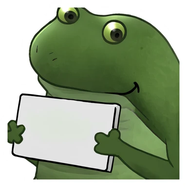Bufo frog holding a sign sticker