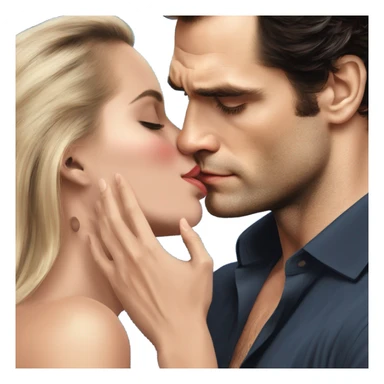 realistic photo of Henry Cavill kissing a beautiful female model while touching her cheek sticker