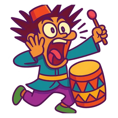 Tung Tung sahur brainrot, exaggerated reaction, colorful, energetic, cartoon style sticker