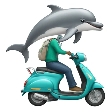 Dolphin riding a scooter sticker