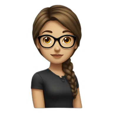 brown haired girl with black glasses  sticker