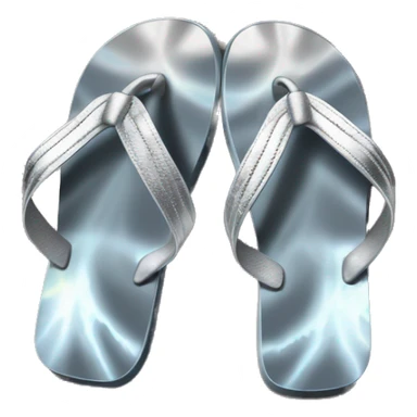 Realistic metallic silver and tie dye pair of summer flip flops isolated. sticker