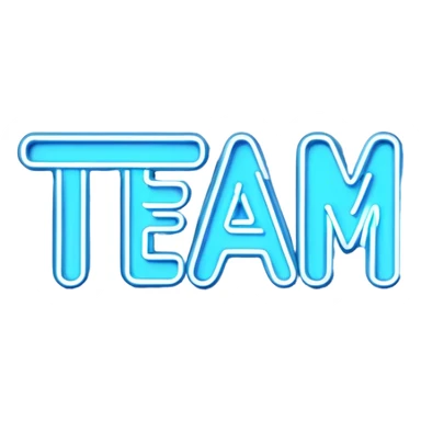 blue neon sign with the word team sticker