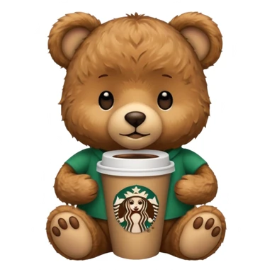 teddy bear with one cup of starbucks coffee sticker