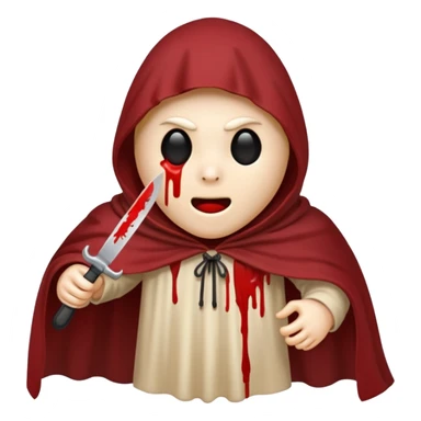 make a ghost face emoji with a cloak on and a bloody knife from the movie scream sticker