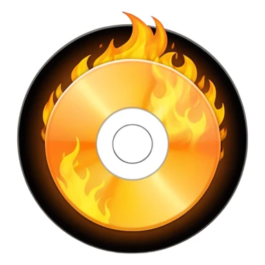 A minimalist CD disc with a subtle fire design, yellow flames. sticker