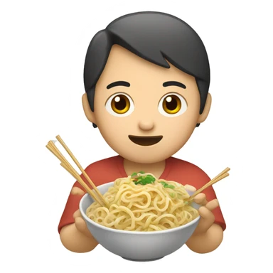 Asian eating noodles sticker
