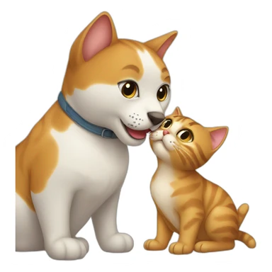 cat with dog kissing sticker