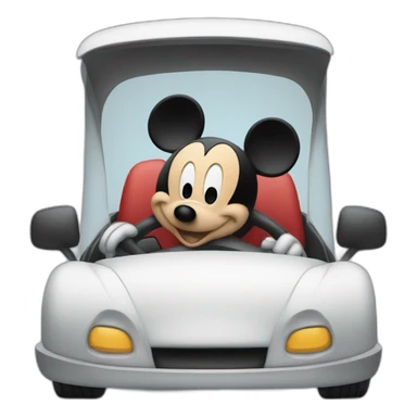 mickey mouse driving a car sticker