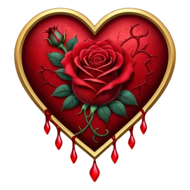 gothic heart with a bleeding rose sticker
