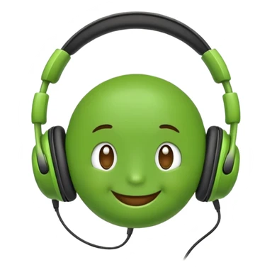 classic green pea emoji with headphones sticker