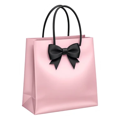 Light pink shopping bag with black bow sticker