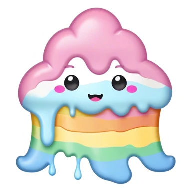 melted pastel rainbow kawaii frosting sticker