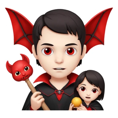 vampire child with toy bat  sticker