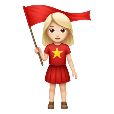 girl holding red flag sticker
