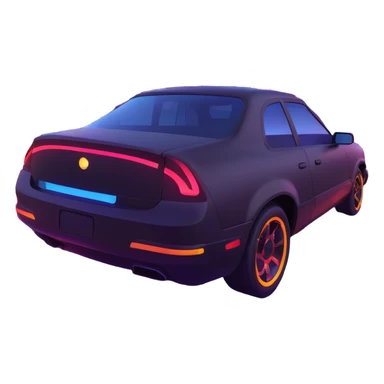 sleek car driving through neon city at night sticker