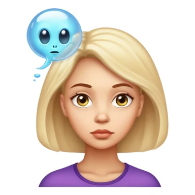 woman with a thinking bubble having an alien in it sticker