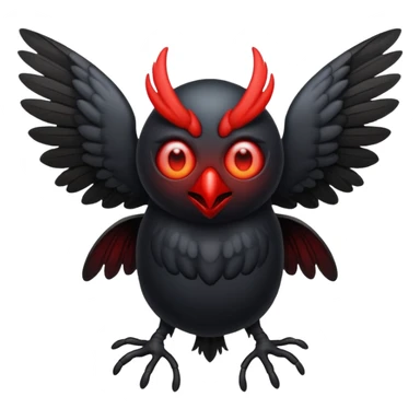 Create a scary emoji of the mothman with bright red eyes sticker