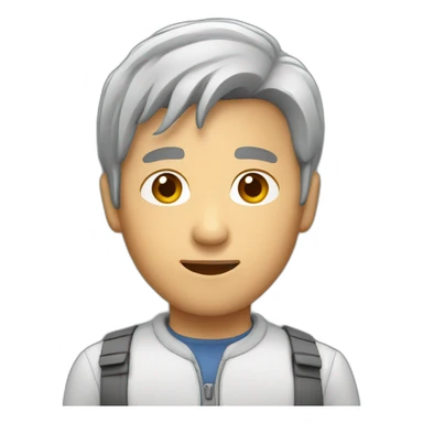 Asian Man gray hair coding sticker