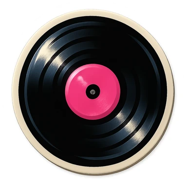 black and pink vinyl record, bold and playful, vintage sticker look sticker