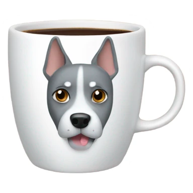 Grey dog inside a coffee cup sticker