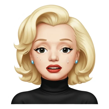 Marilyn Monroe (in black turtleneck) with the closed mouth and teeth not showing with tears in her eyes  sticker