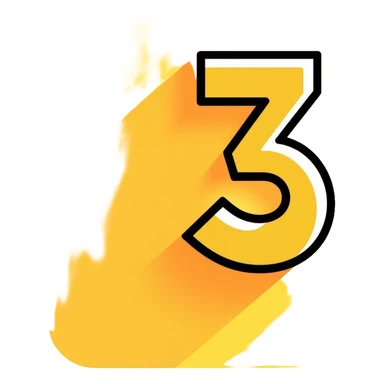 Number 3 on a yellow volumetric background sticker