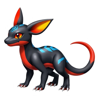 Cute Shiny Guilmon-Salandit-Umbreon-Fakémon-hybrid-creature (full body)  sticker