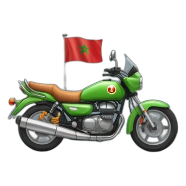 une moto avec le drapeau du Maroc derrière sticker
