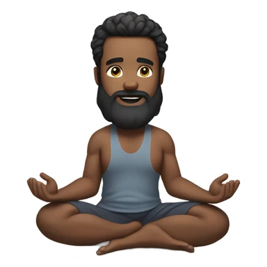 White bearded black haired man doing yoga  sticker
