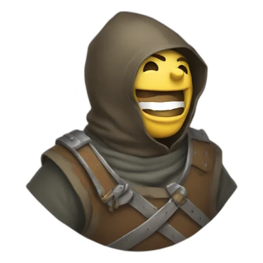medieval saboteur laughing and escaping, hooded sticker