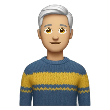 White Man in blue and yellow sweater sticker