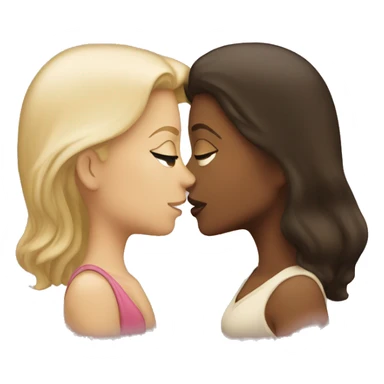 Blonde girl kissing brunette girl  sticker