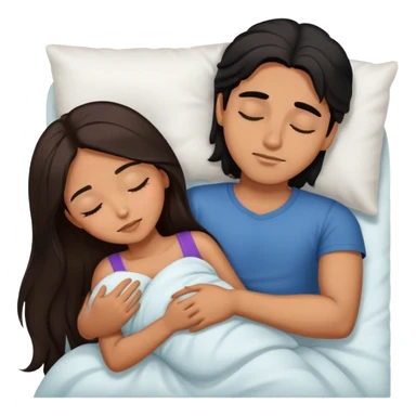 Caramel color latino Guy with long black hair sleeping with brown hair girl sticker