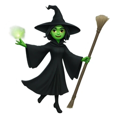 Elphaba flying on a broom sticker