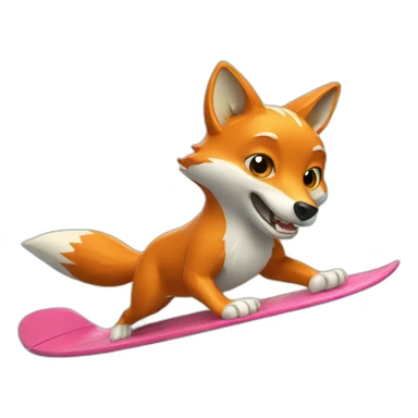 Fox surfing a wave sticker