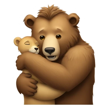 Grizzly bear hugging a lion sticker