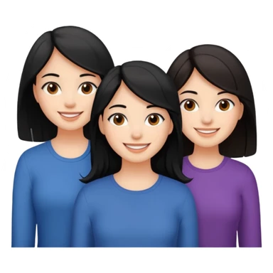 3 besties one with black hair and two with brown hair sticker