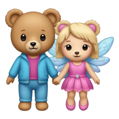 Teddy and fairy as couple sticker