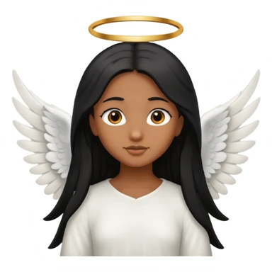 angel with brown skin, long black hair sticker