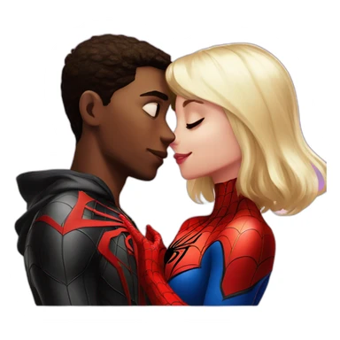 Spider-Man Miles Morales and Gwen Spider To kiss sticker